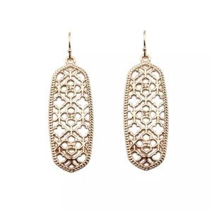 Rose Gold Filigree Scroll Geometric Drop Earrings